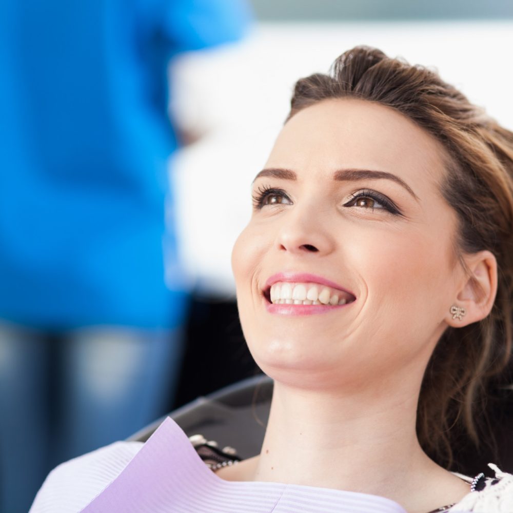 Closeup of a woman patient at the dentist